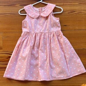 MuMuCoCo Pink W/White Hearts Sleeveless Dress. Buttons In Back Size 2T